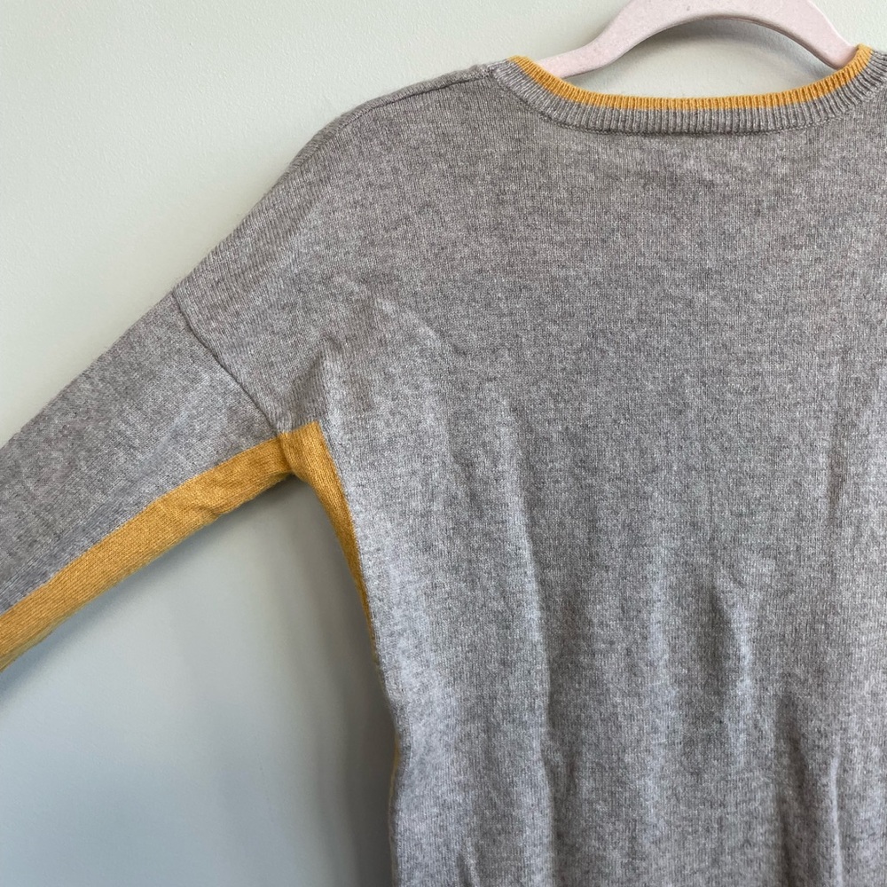 100% Cashmere Christian Siriano Beige Mustard Crewneck Sweater Colorblock - Picture 6 of 10